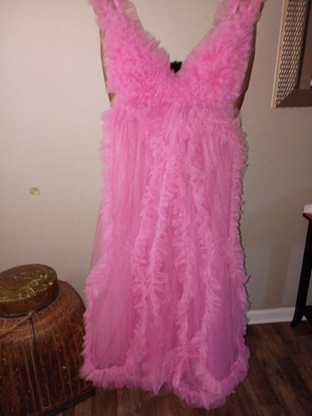 Pink Ruffle Tulle Women' Maternity Dress